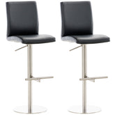 2er Set Barhocker Cadiz Kunstleder edelstahl - schwarz