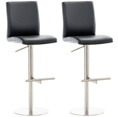 2er Set Barhocker Cadiz Kunstleder edelstahl - schwarz
