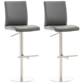 2er Set Barhocker Cadiz Kunstleder edelstahl - grau