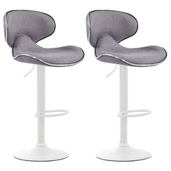 2er Set Barhocker Las Vegas V2 Stoff weiß - hellgrau