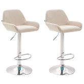2er Set Barhocker Braga Stoff chrom - creme
