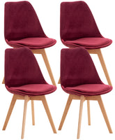 4er Set Stuhl Linares Samt - bordeauxrot