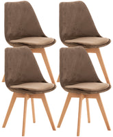 4er Set Stuhl Linares Samt - dunkelbraun