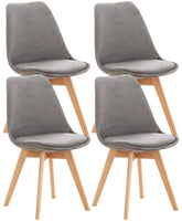 4er Set Stuhl Linares Samt - grau