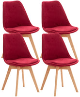 4er Set Stuhl Linares Samt - rot