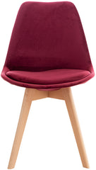 4er Set Stuhl Linares Samt - bordeauxrot
