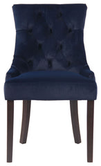 4er Set Esszimmerstühle Aberdeen Samt antik - blau