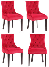 4er Set Esszimmerstühle Aberdeen Samt antik - rot