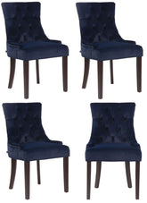 4er Set Esszimmerstühle Aberdeen Samt antik - blau