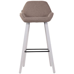 Barhocker Newnan Stoff 4-Fuß Gestell weiß (eiche) - taupe
