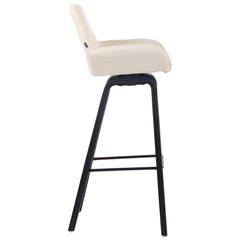 Barhocker Newnan Stoff 4-Fuß Gestell schwarz (eiche) - creme