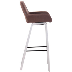Barhocker Newnan Stoff 4-Fuß Gestell weiß (eiche) - braun