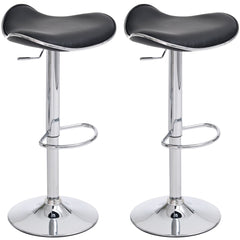 Set di 2 sgabelli Shanghai neri in similpelle, design moderno, imbottiti e facili da pulire, perfetti per ogni ambiente.