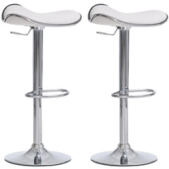 Set di 2 sgabelli Shanghai bianchi in similpelle, design moderno, imbottiti e facili da pulire, ideali per cucina o bar.
