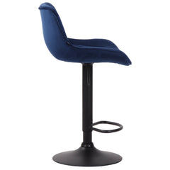 Barhocker Lentini Samt schwarz - blau