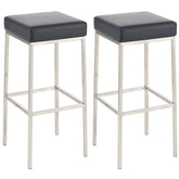 2er Set Barhocker Montreal 85 Kunstleder edelstahl - schwarz