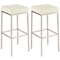 2er Set Barhocker Montreal 85 Kunstleder edelstahl - creme