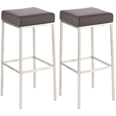 2er Set Barhocker Montreal 80 Kunstleder edelstahl - braun