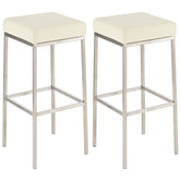 2er Set Barhocker Montreal 80 Kunstleder edelstahl - creme