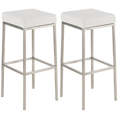 2er Set Barhocker Montreal 85 Kunstleder edelstahl - weiß