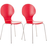 Set di 2 sedie da riunioni Diego in rosso, design classico e impilabile, perfette per uffici e eventi.