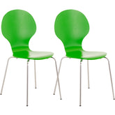 Set di 2 sedie da riunioni Diego in verde, impilabili e dal design classico, ideali per ogni occasione.