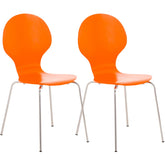 Set di 2 sedie da riunione impilabili Diego in arancione, design classico per ogni occasione e ambiente.