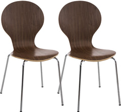 Set di 2 sedie da riunioni Diego in noce, design classico e impilabile, perfette per uffici e spazi di lavoro.