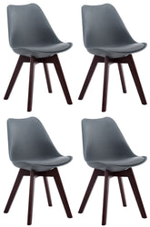 4er Set Besucherstühle Borneo V2 Walnuss Kunstleder - grau