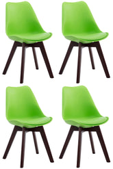 4er Set Besucherst�hle Borneo V2 Walnuss Kunstleder - gr�n