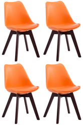 4er Set Besucherstühle Borneo V2 Walnuss Kunstleder - orange