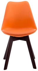 4er Set Besucherstühle Borneo V2 Walnuss Kunstleder - orange