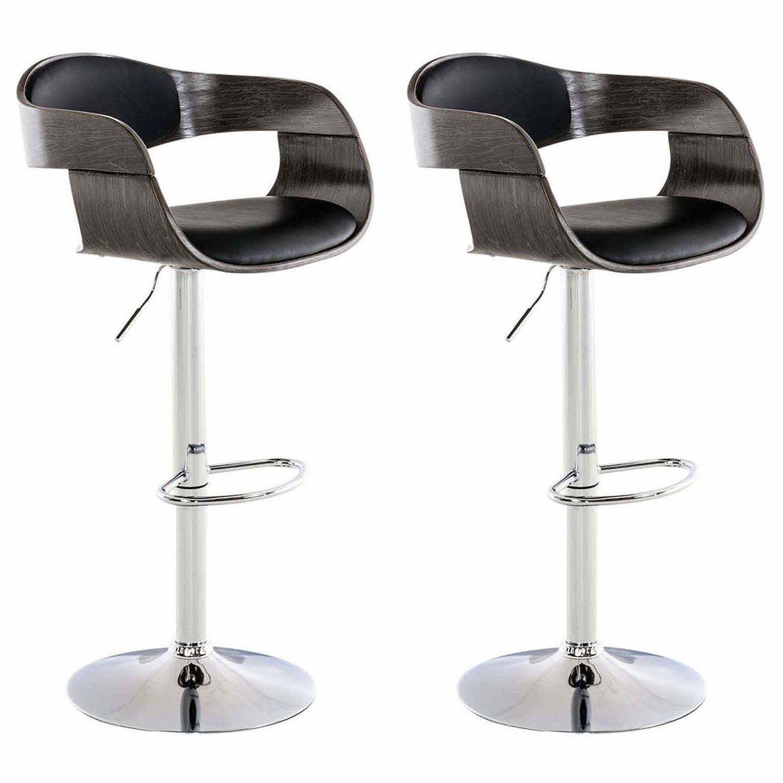 2er Set Barhocker Kingston C Kunstleder - schwarz/grau by Dropshipping-Europe – Barhocker