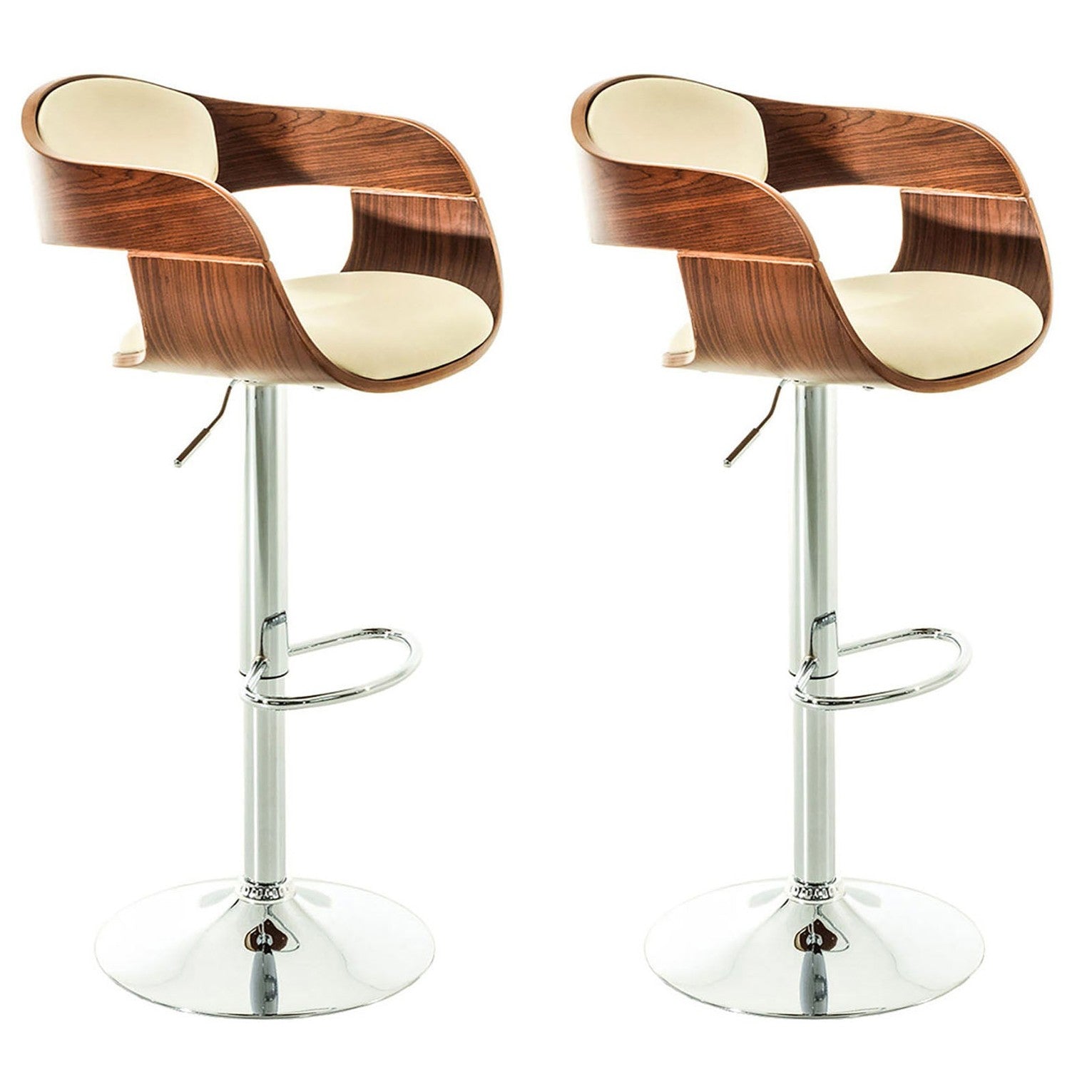 2er Set Barhocker Kingston C Kunstleder - walnuss/creme by Dropshipping-Europe – Barhocker