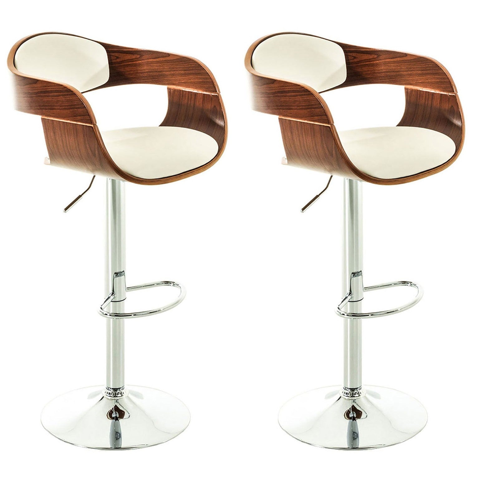 2er Set Barhocker Kingston C Kunstleder - walnuss/weiß by Dropshipping-Europe – Barhocker