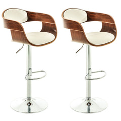 2er Set Barhocker Kingston C Kunstleder - walnuss/weiß by Dropshipping-Europe – Barhocker