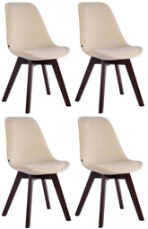 4er Set Besucherstühle Borneo V2 Samt walnuss - creme