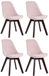 4er Set Besucherstühle Borneo V2 Samt walnuss - pink