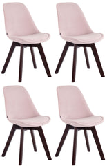4er Set Besucherstühle Borneo V2 Samt walnuss - pink