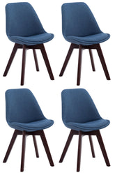 4er Set Besucherstühle Borneo V2 Walnuss Stoff - blau
