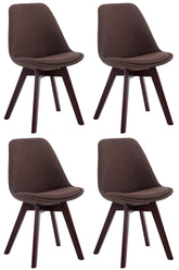 4er Set Besucherstühle Borneo V2 Walnuss Stoff - braun