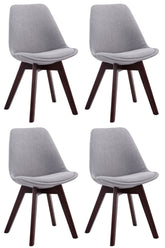 4er Set Besucherstühle Borneo V2 Walnuss Stoff - grau