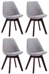 4er Set Besucherstühle Borneo V2 Walnuss Stoff - grau