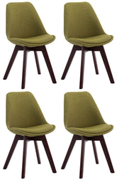4er Set Besucherst�hle Borneo V2 Walnuss Stoff - gr�n