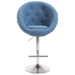 Barhocker London V2 Stoff chrom - blau