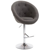 Barhocker London V2 Stoff chrom - dunkelgrau