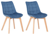 2er Set Esszimmerstühle Passaic Samt - blau