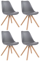 4er Set St�hle Toulouse Kunstleder Natura Square - grau