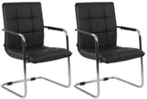 Set di 2 sedie Gandia in ecopelle nera con struttura cromata, ideali per arredare con stile e eleganza.
