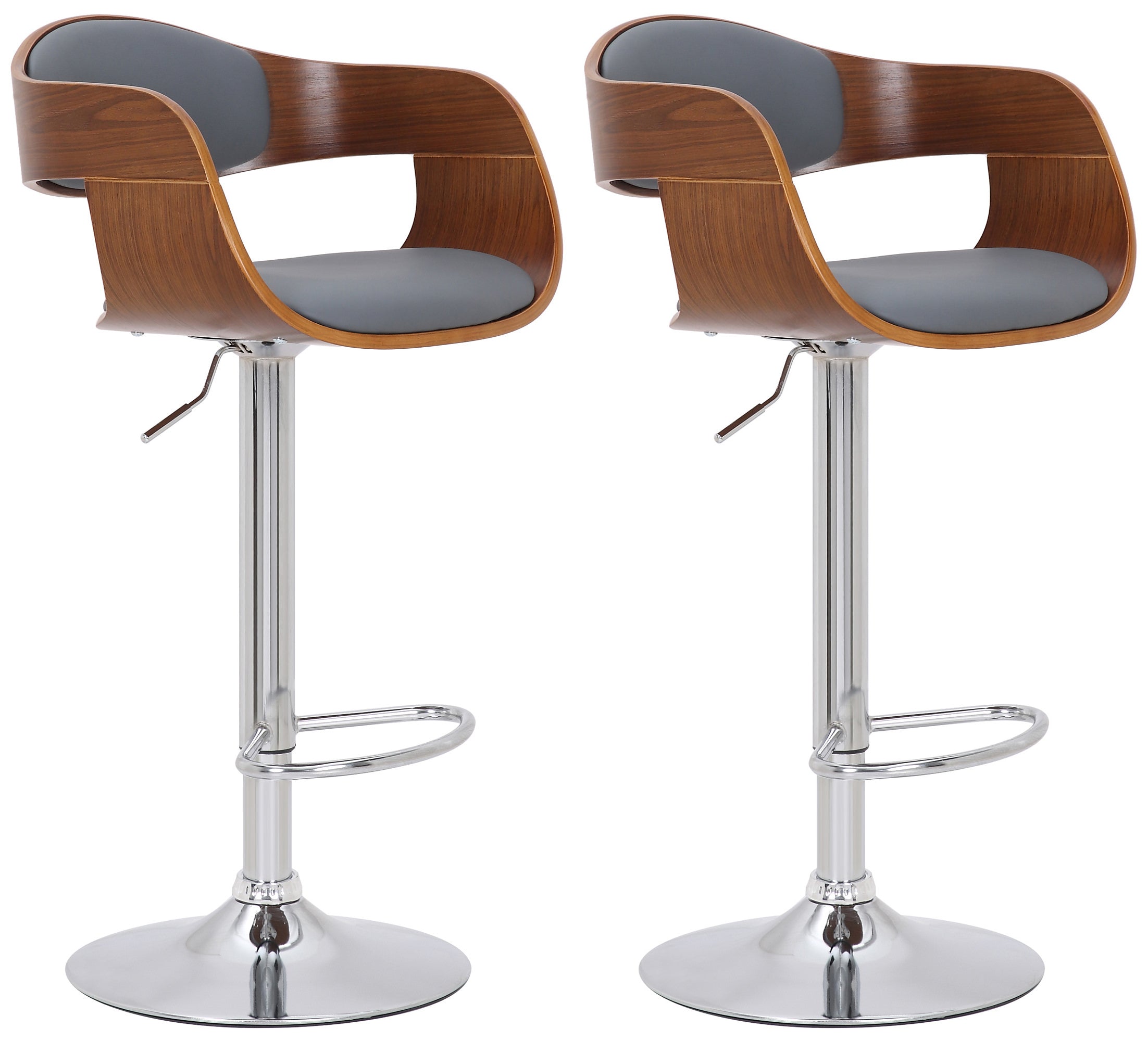 2er Set Barhocker Kingston C Kunstleder - walnuss/grau by Dropshipping-Europe – Barhocker